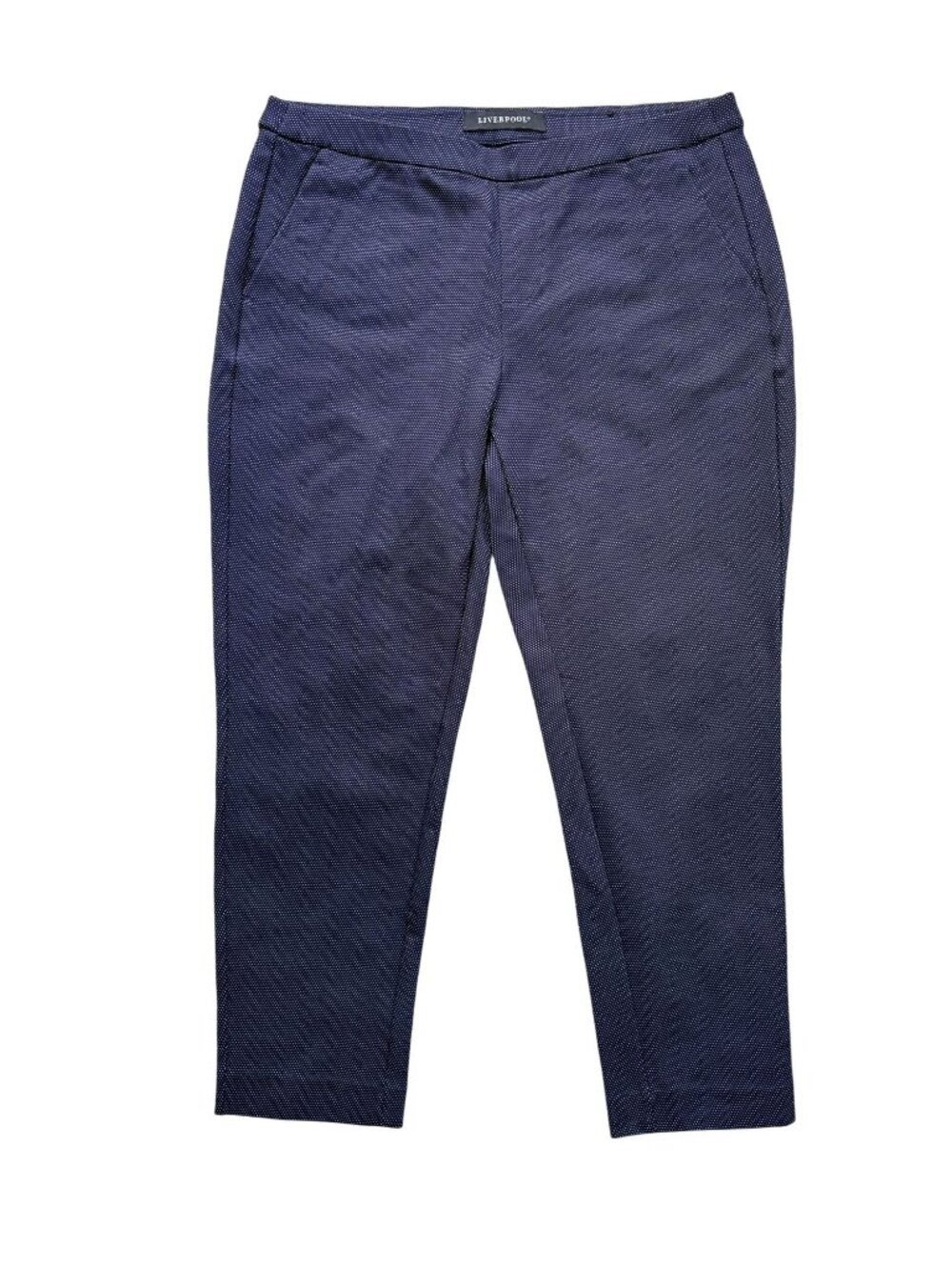 Liverpool Womens Navy Blue Birdseye Pull-On Ankle Pants Size 10